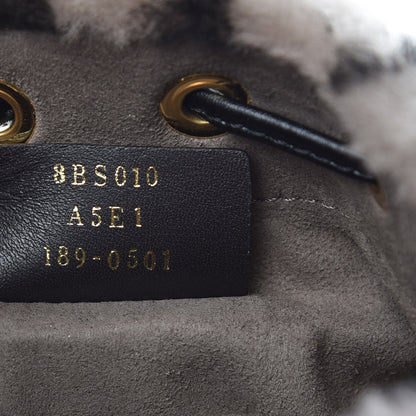 Fendi Shearling F is Macro FF 1974 Diagonal Mini Mon Tresor Bucket Bag Dove Black 8 of 8