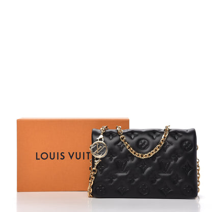 Louis Vuitton Lambskin Embossed Monogram Pochette Coussin Black 9 of 10