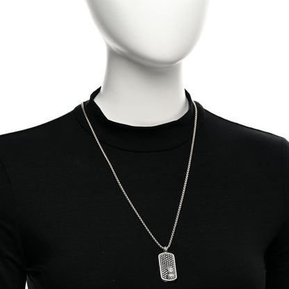 David Yurman Sterling Silver Black Diamond Large Dog Tag Pendant Necklace 2 of 5