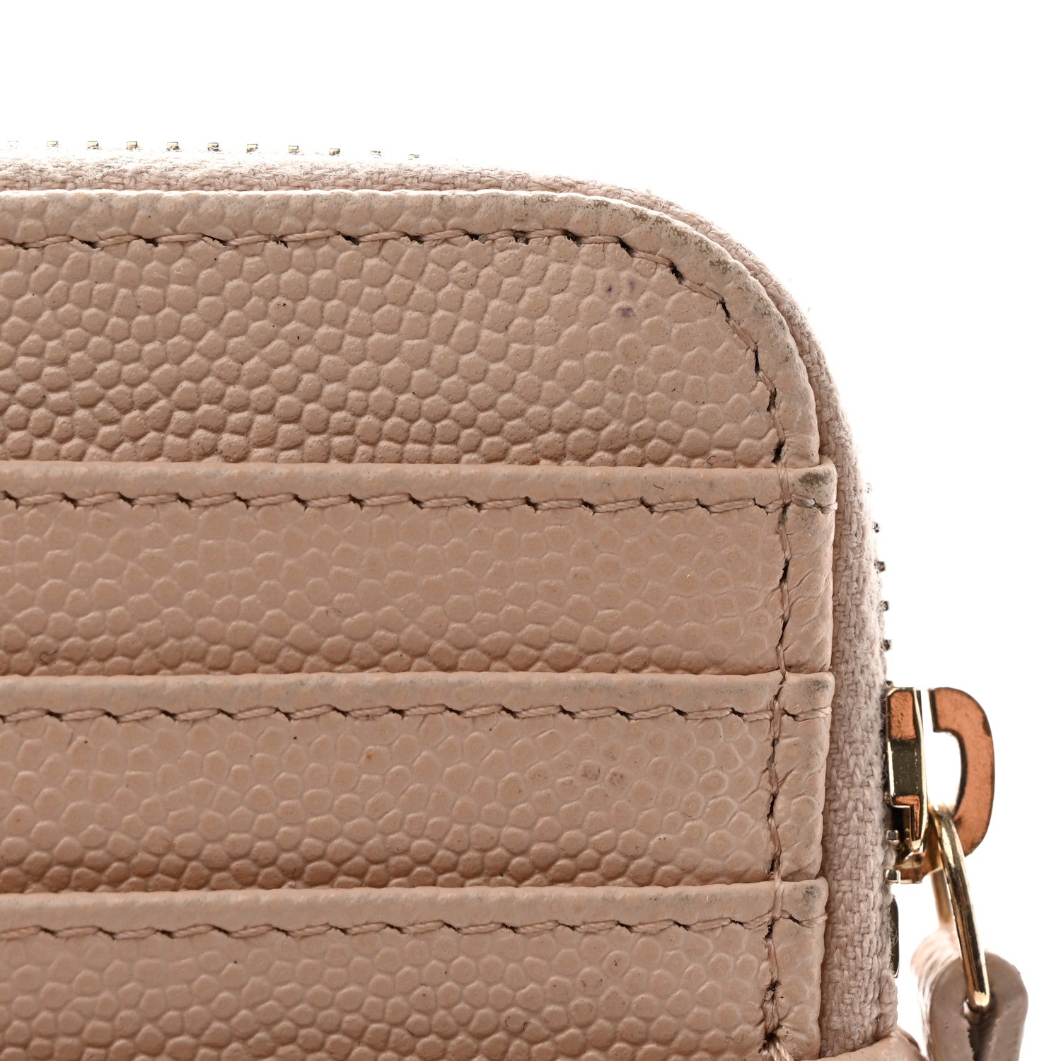 Chanel Caviar Quilted Zip Card Holder Wallet Light Beige 10 of 12