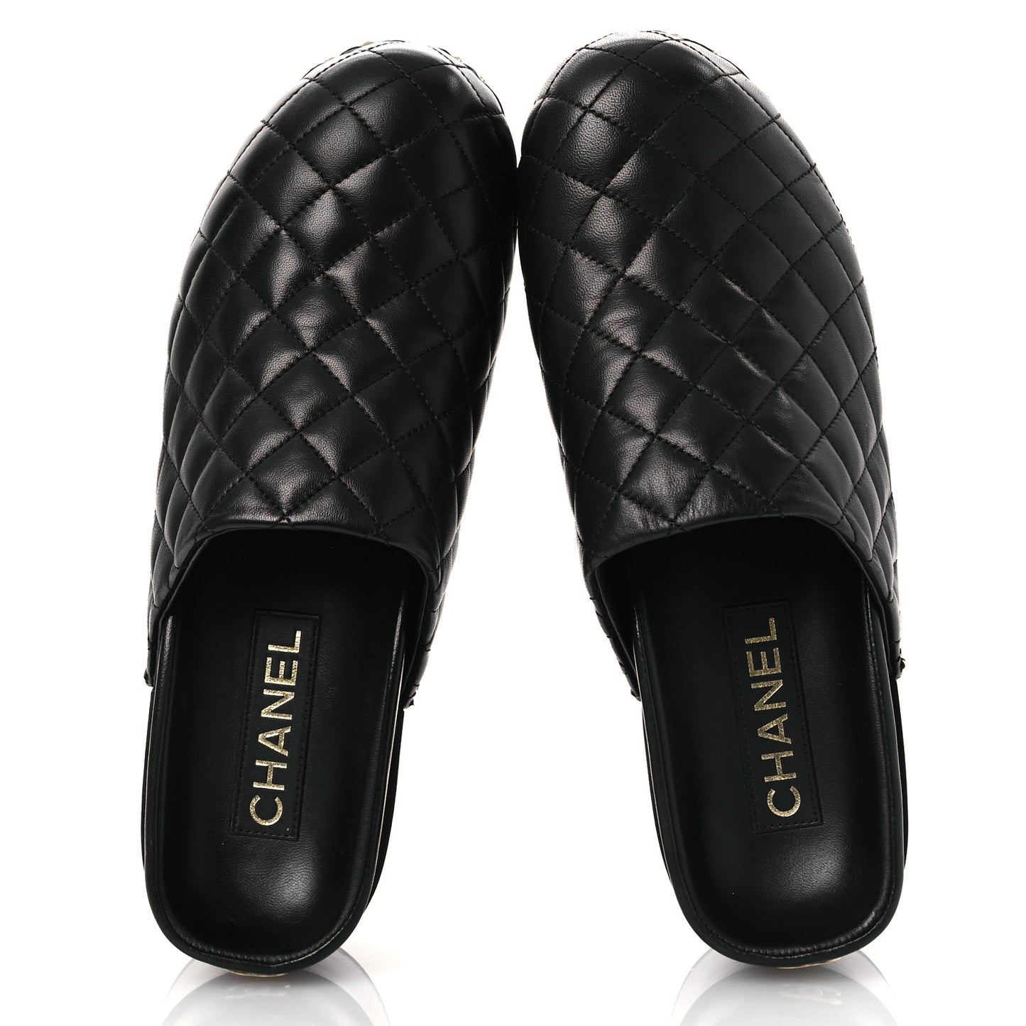 Lambskin Quilted CC Clogs 39 Black