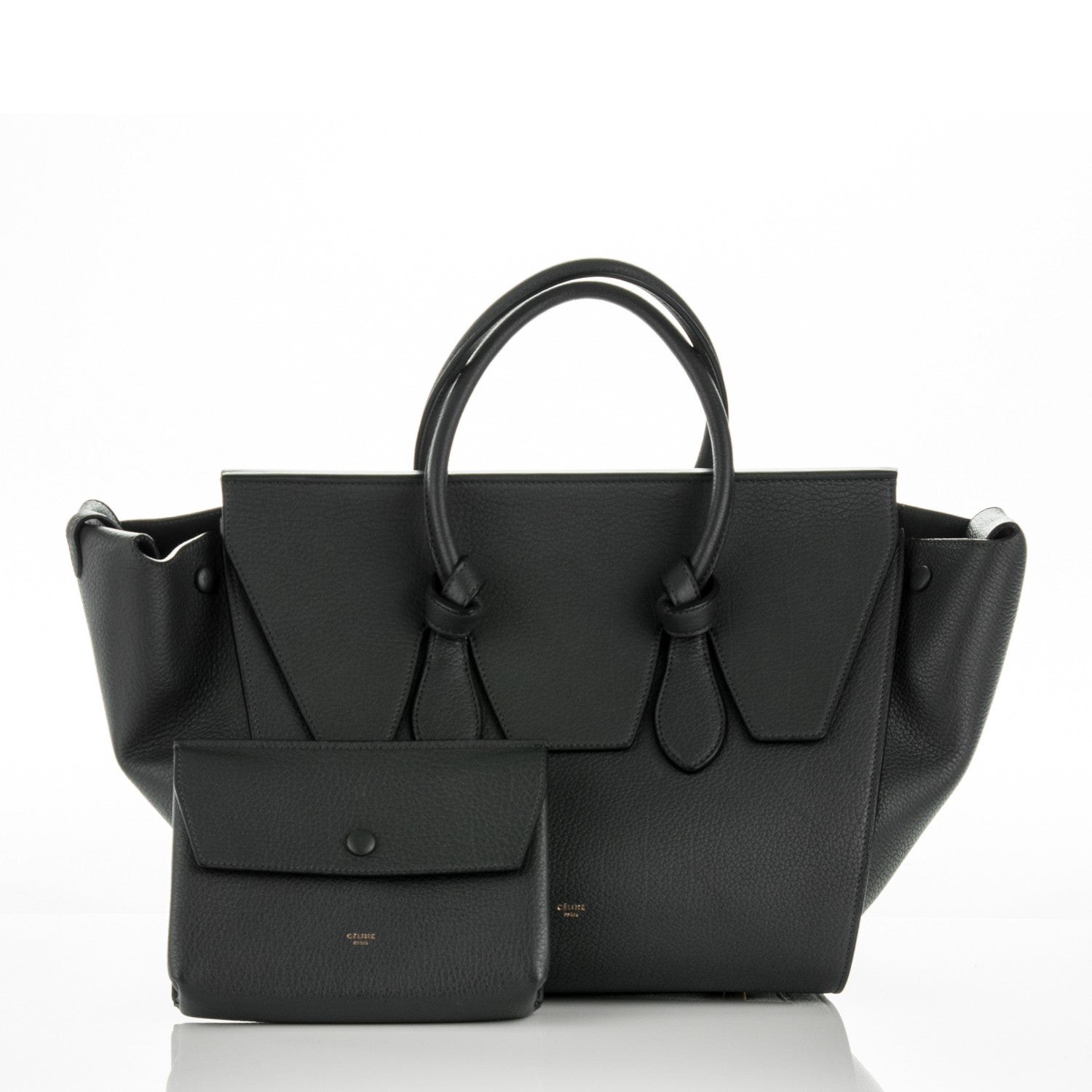 Celine Crisped Calfskin Tie Knot Small Tote Anthracite 8 of 8