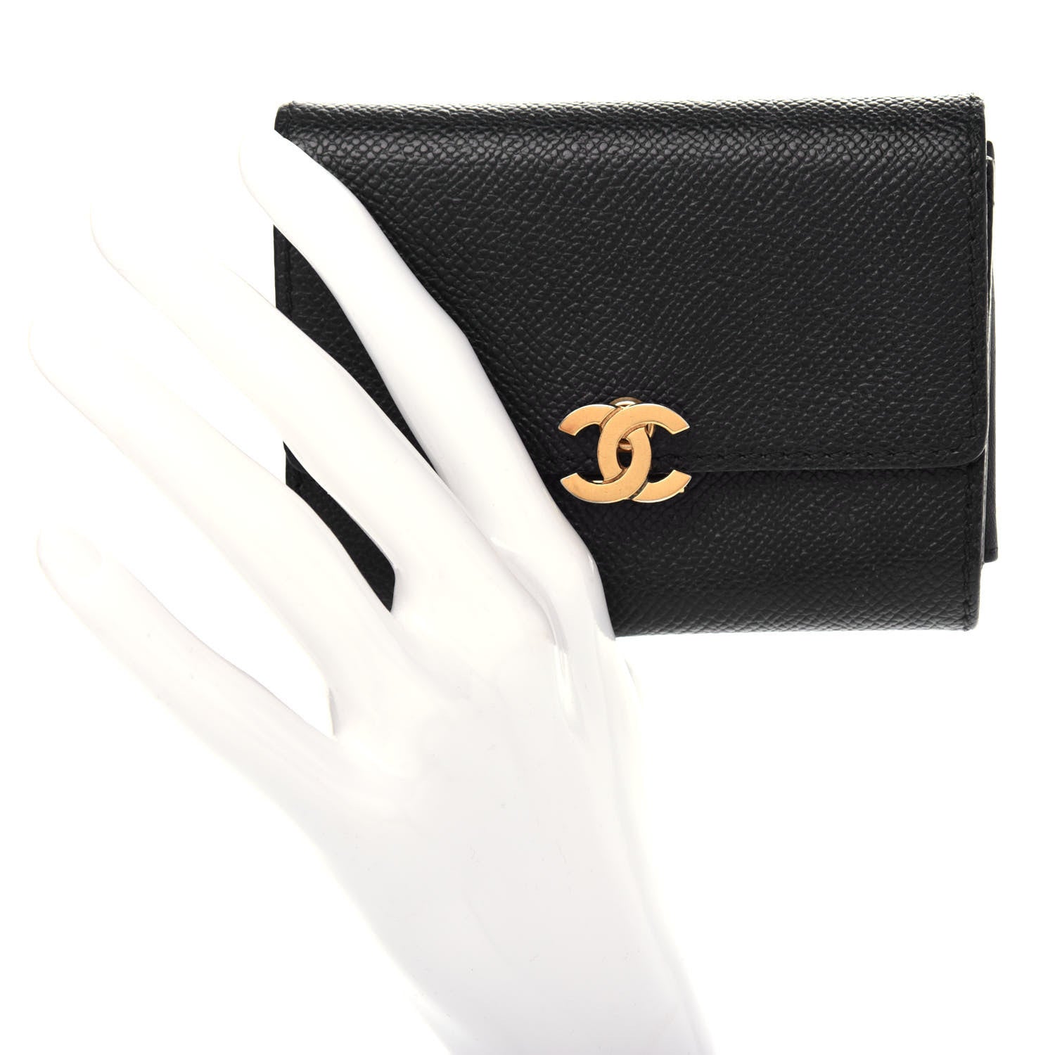 Chanel Grained Calfskin CC Flap Wallet Black 2 of 9