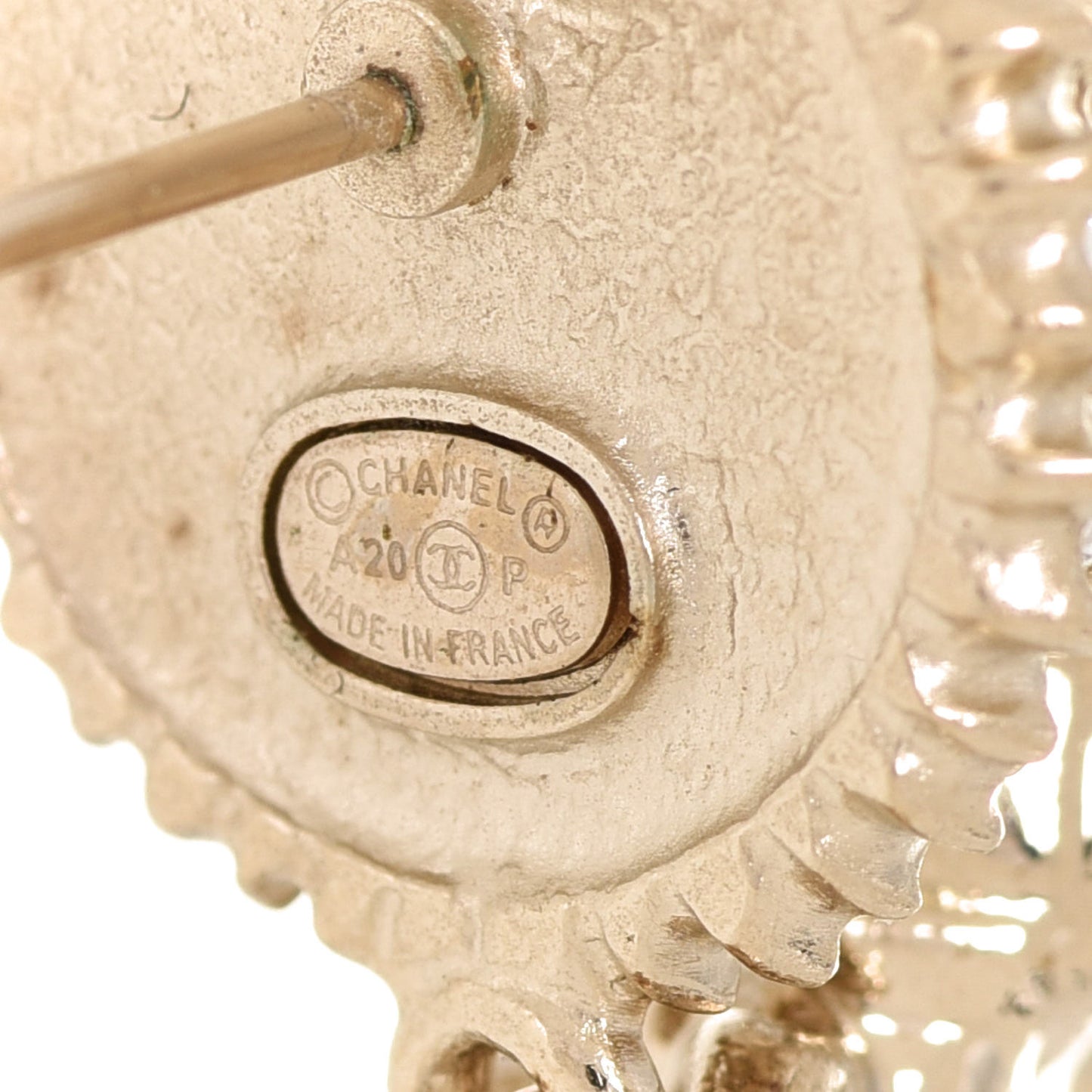 Crystal Pearl Large CC Drop Earrings Light Gold