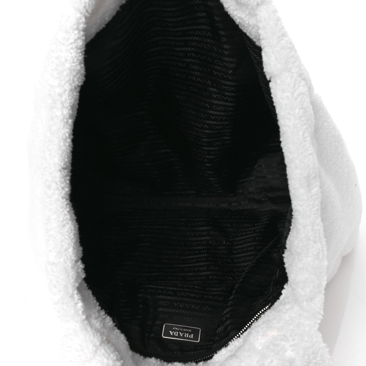 Terry Cloth Tote Bag White Black