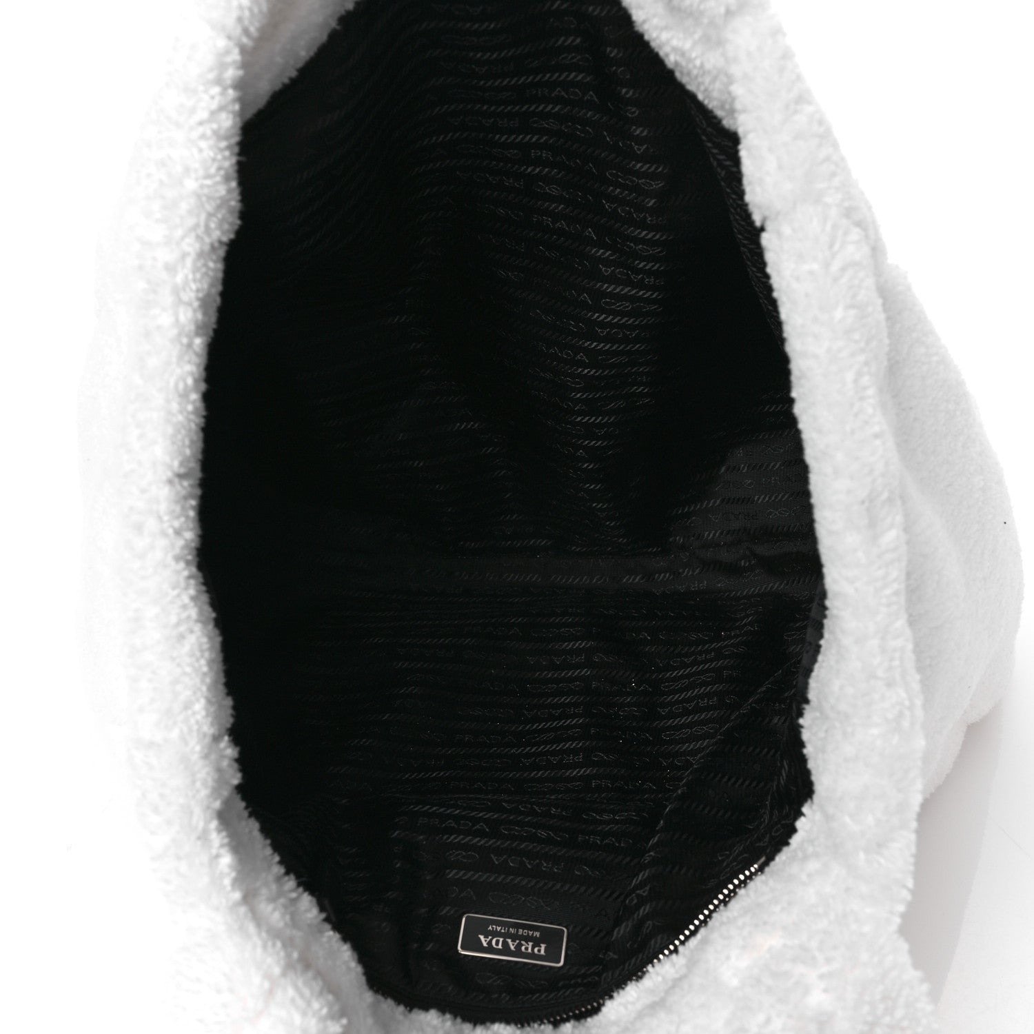Prada Terry Cloth Tote Bag White Black 5 of 12