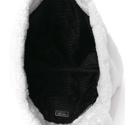 Prada Terry Cloth Tote Bag White Black 5 of 12