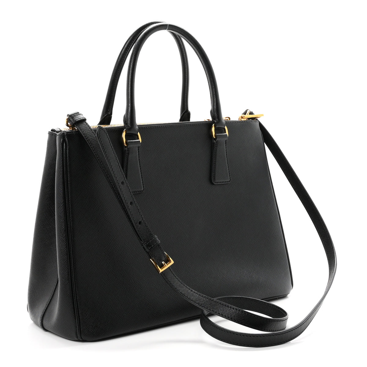 Saffiano Small Galleria Double Zip Tote Black