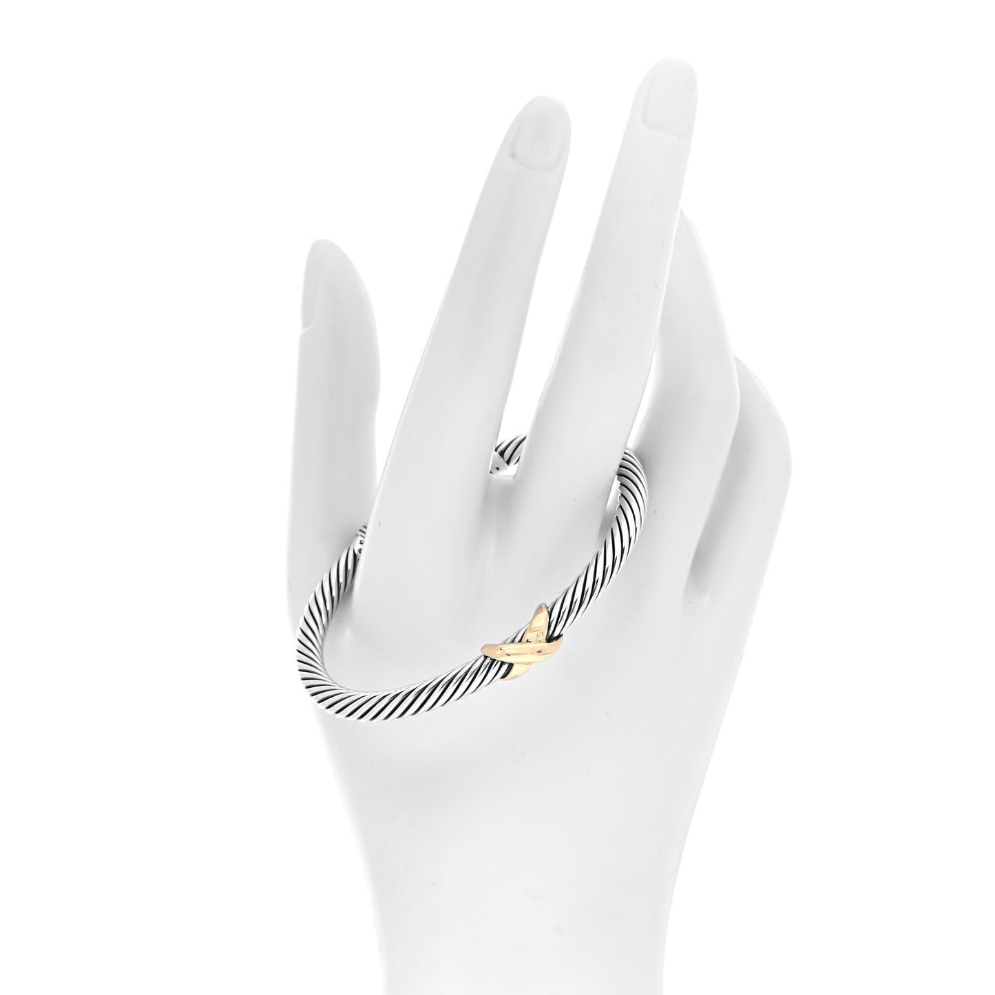 Sterling Silver 14K Yellow Gold 5mm X Station Cable Bracelet