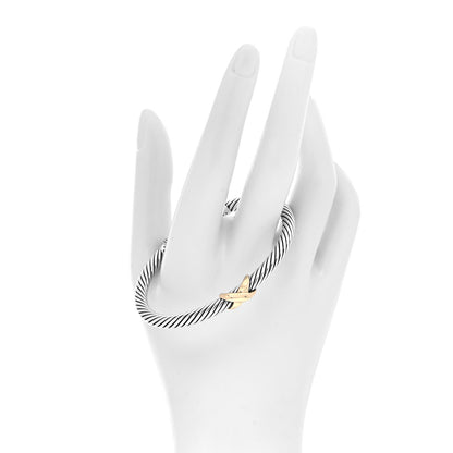 David Yurman Sterling Silver 14K Yellow Gold 5mm X Station Cable Bracelet 2 of 5