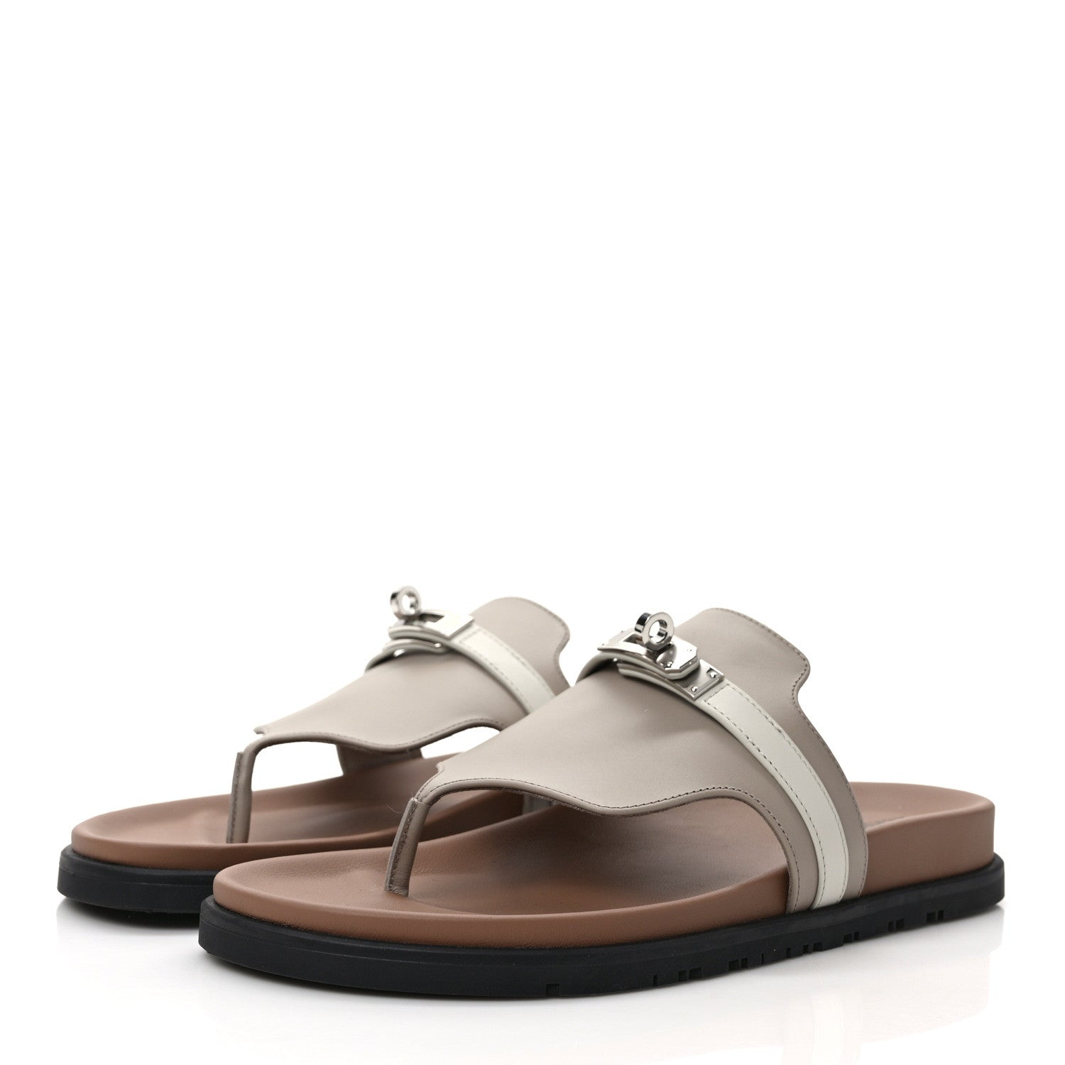 Hermes Calfskin Womens Empire Sandals 39 Beige Mastic Beige Glaise 3 of 8