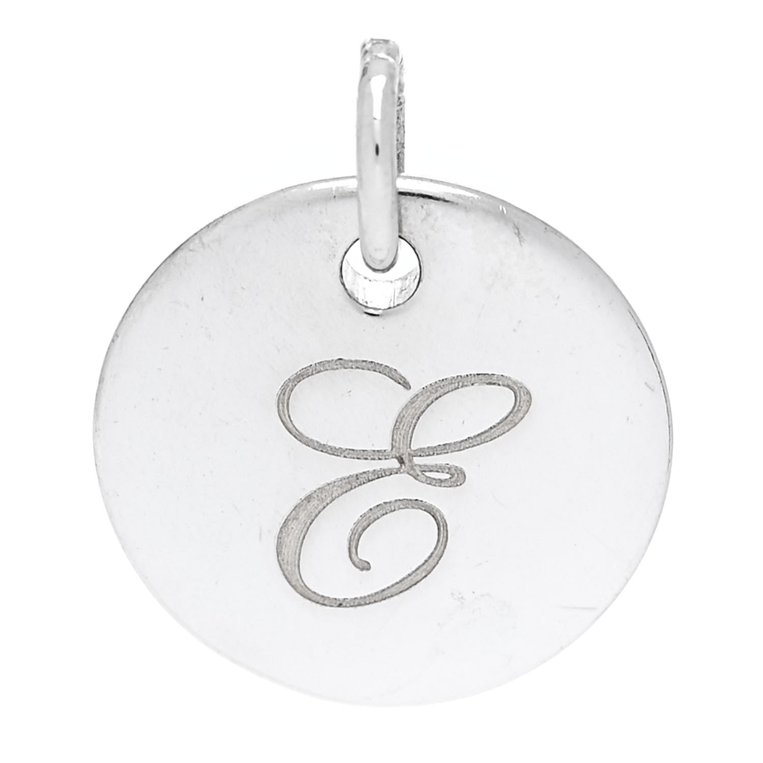 Tiffany Sterling Silver Letter E Round Pendant 1 of 3