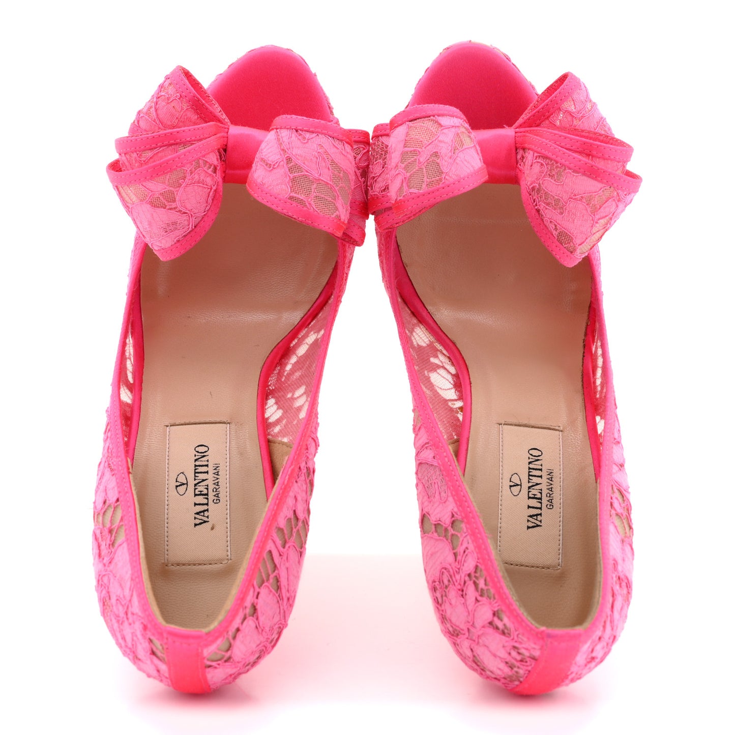 Satin Lace Couture Bow Peep Toe High Heel Pumps 36 Fuxia Fluo
