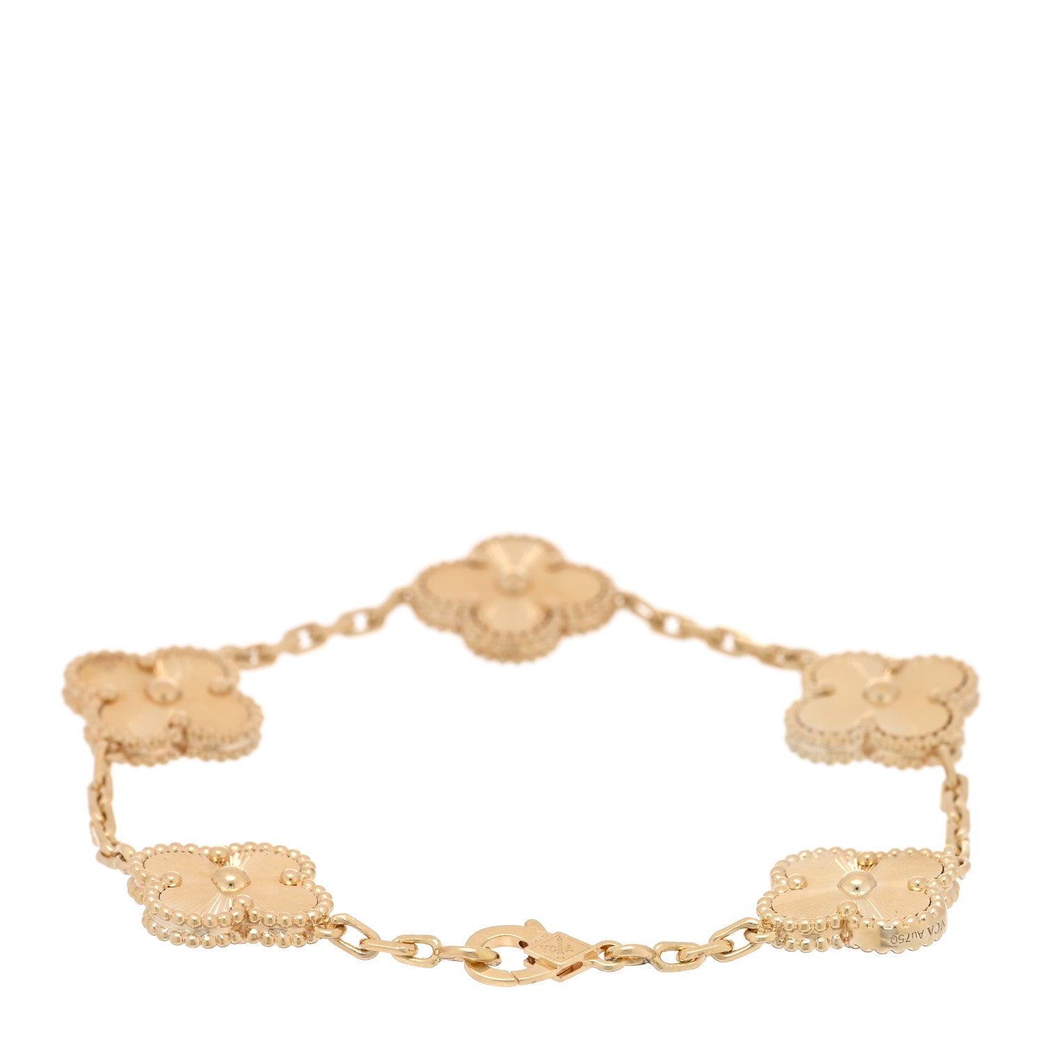 Van Cleef & Arpels 18K Yellow Gold 5 Motifs Guilloche Vintage Alhambra Bracelet 3 of 4