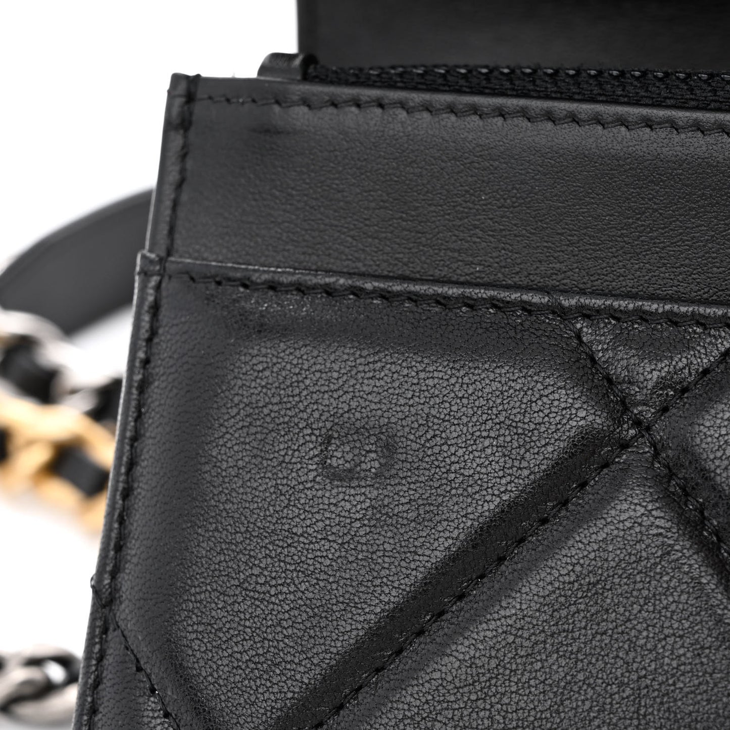 Goatskin Quilted Chanel 19 Wallet On Chain WOC Black