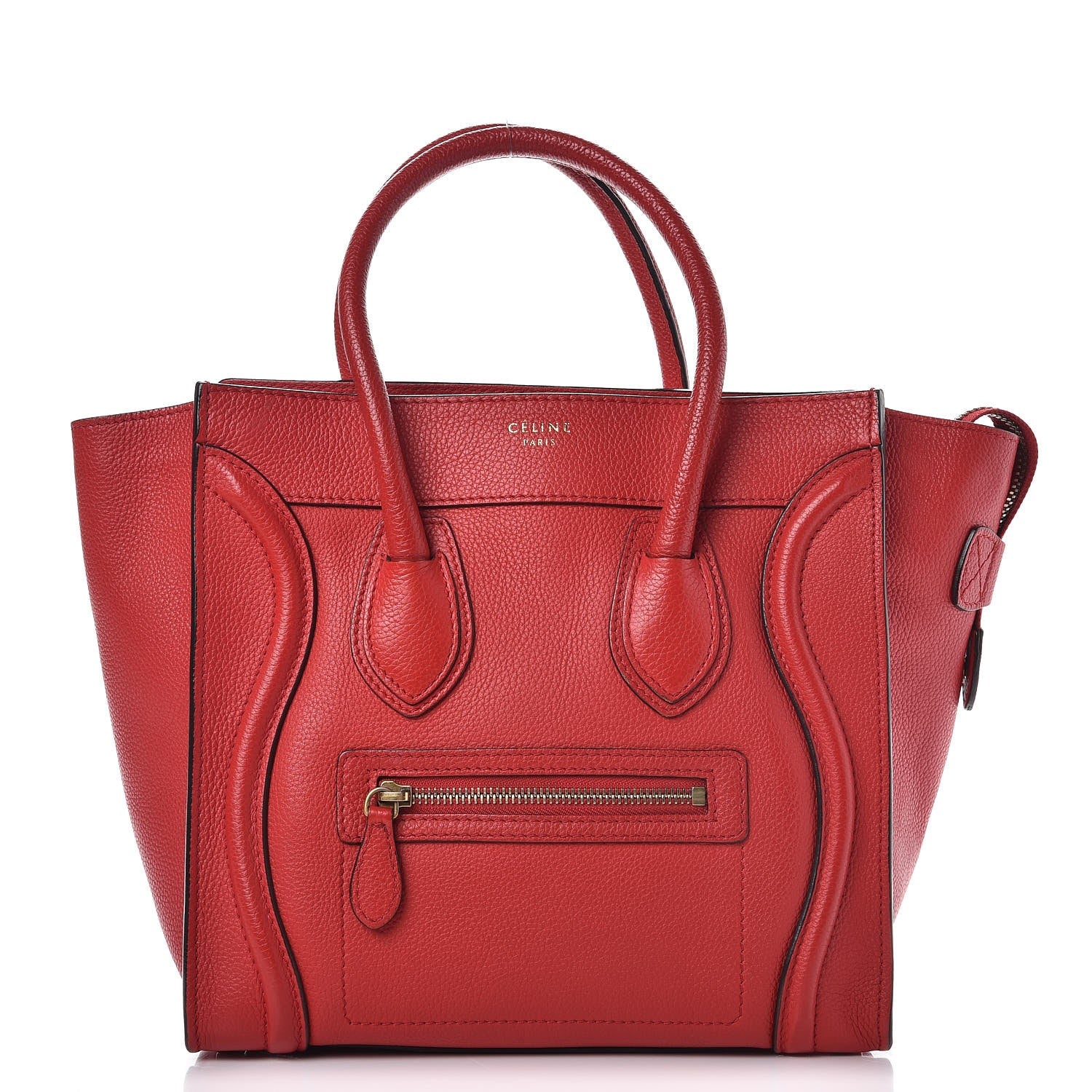 Celine Drummed Calfskin Micro Luggage Coquelicot 1 of 13