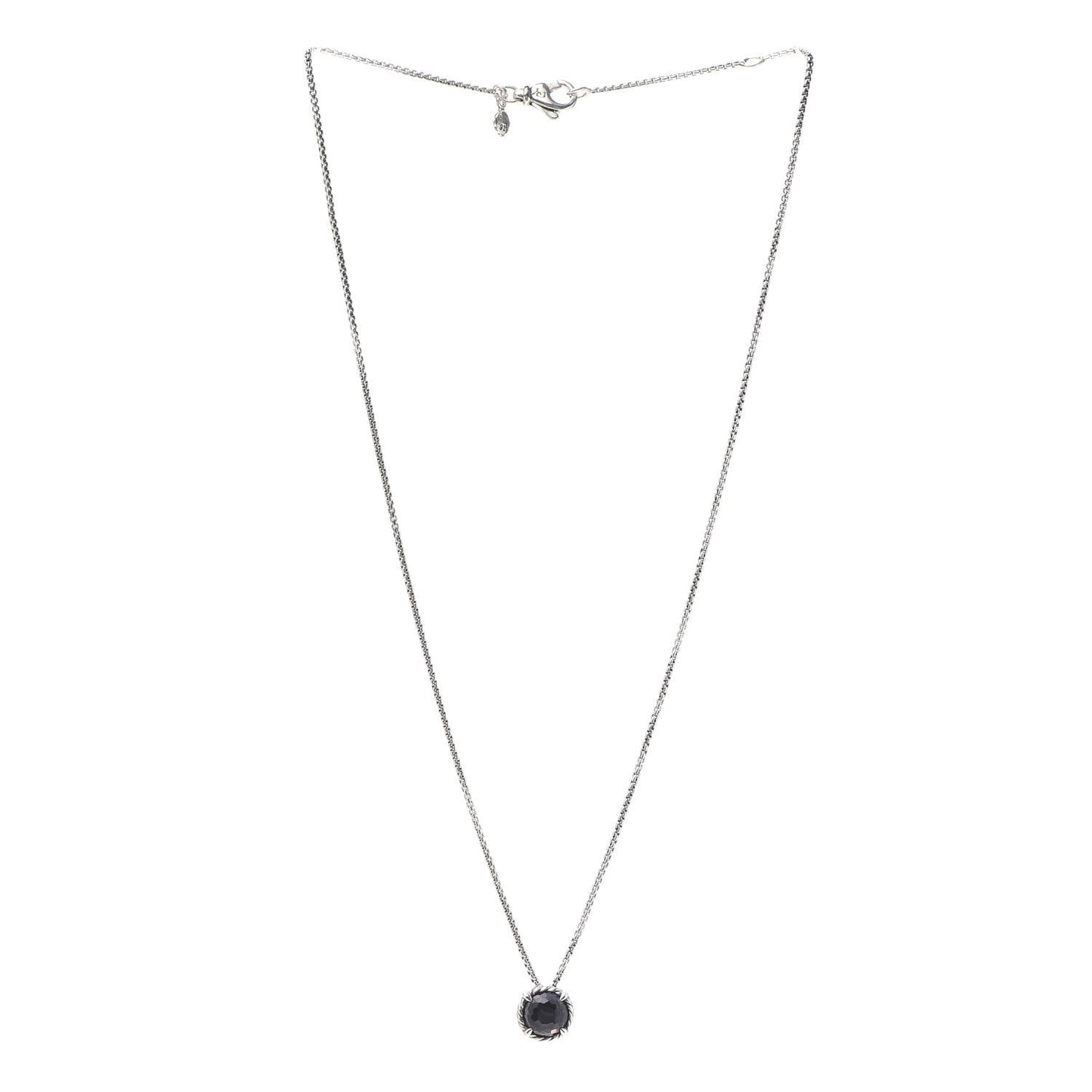 Sterling Silver Black Orchid 8mm Petite Chatelaine Pendant Necklace
