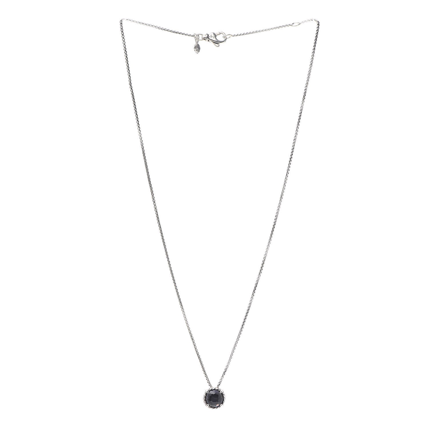 David Yurman Sterling Silver Black Orchid 8mm Petite Chatelaine Pendant Necklace 3 of 5
