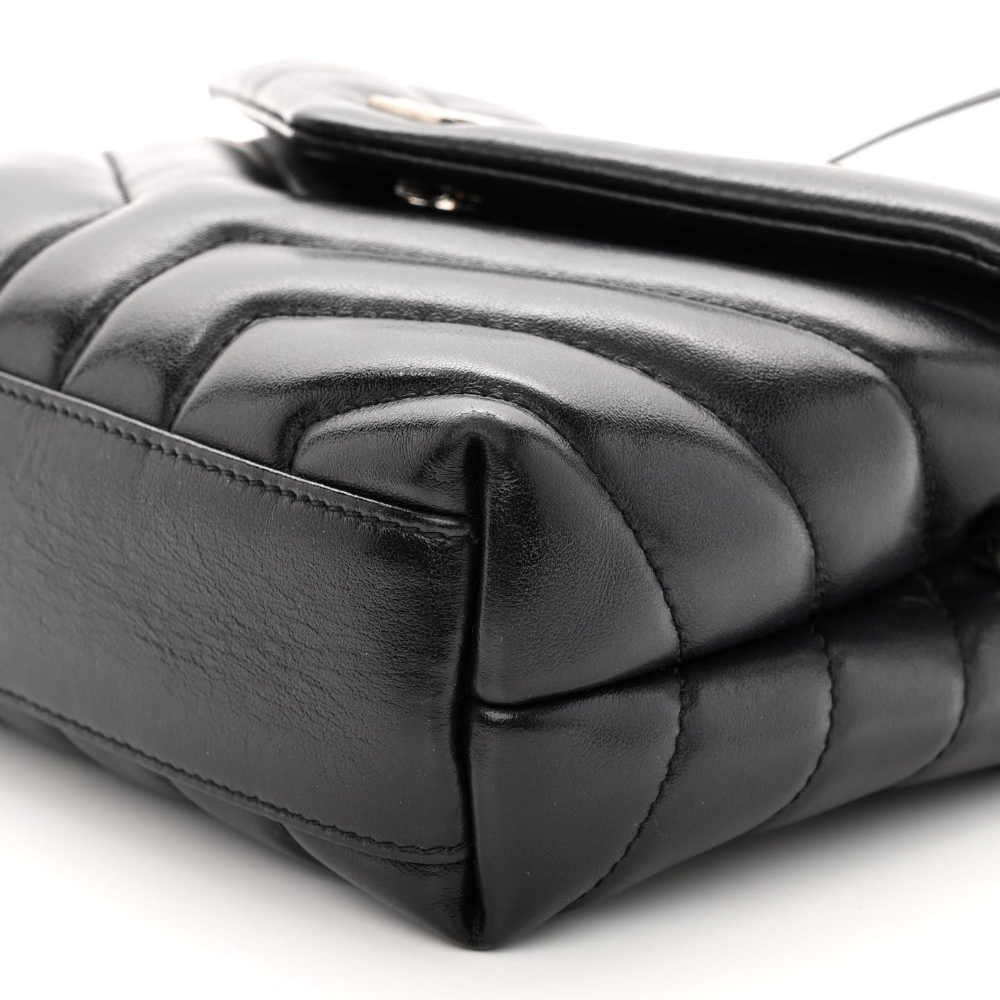 SAINT LAURENT Calfskin Y Quilted Monogram Toy Loulou Crossbody Bag Black