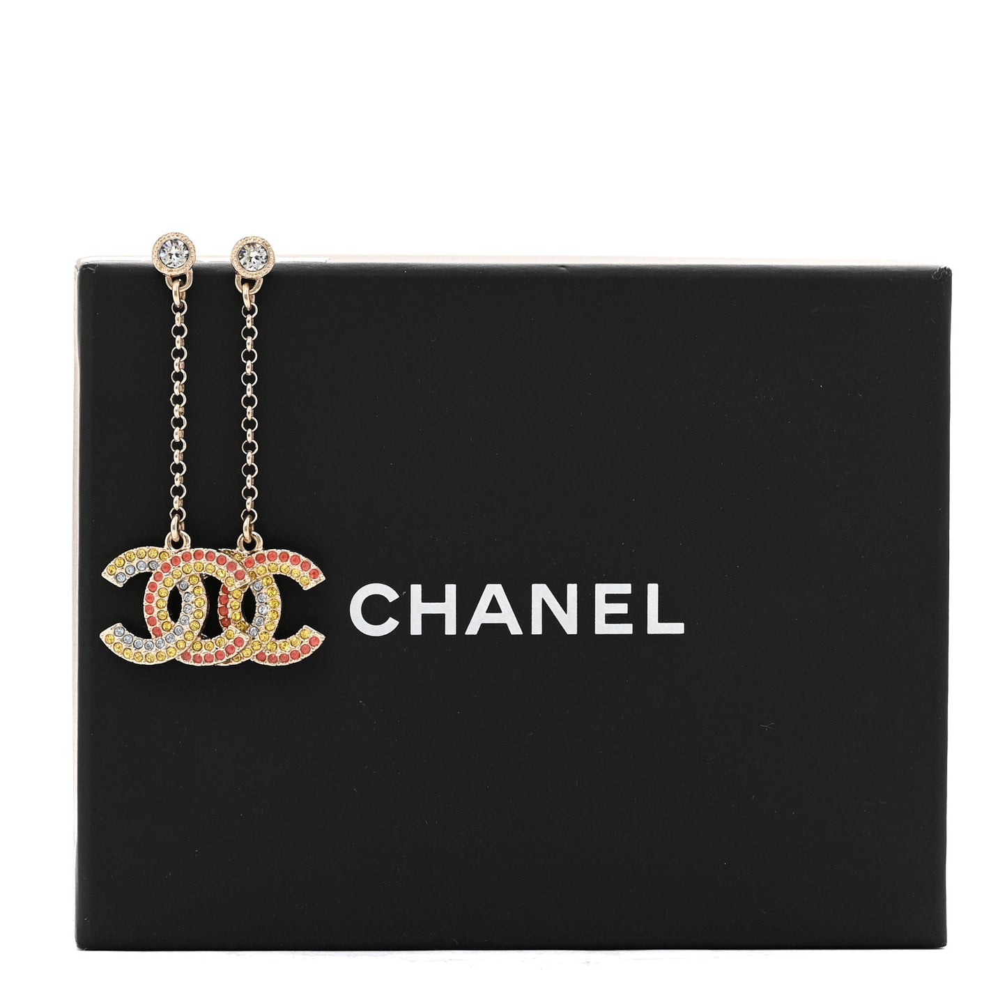 Crystal CC Drop Earrings Gold Multicolor