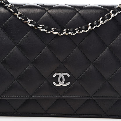 Chanel Lambskin Quilted Wallet On Chain WOC Black 11 of 12