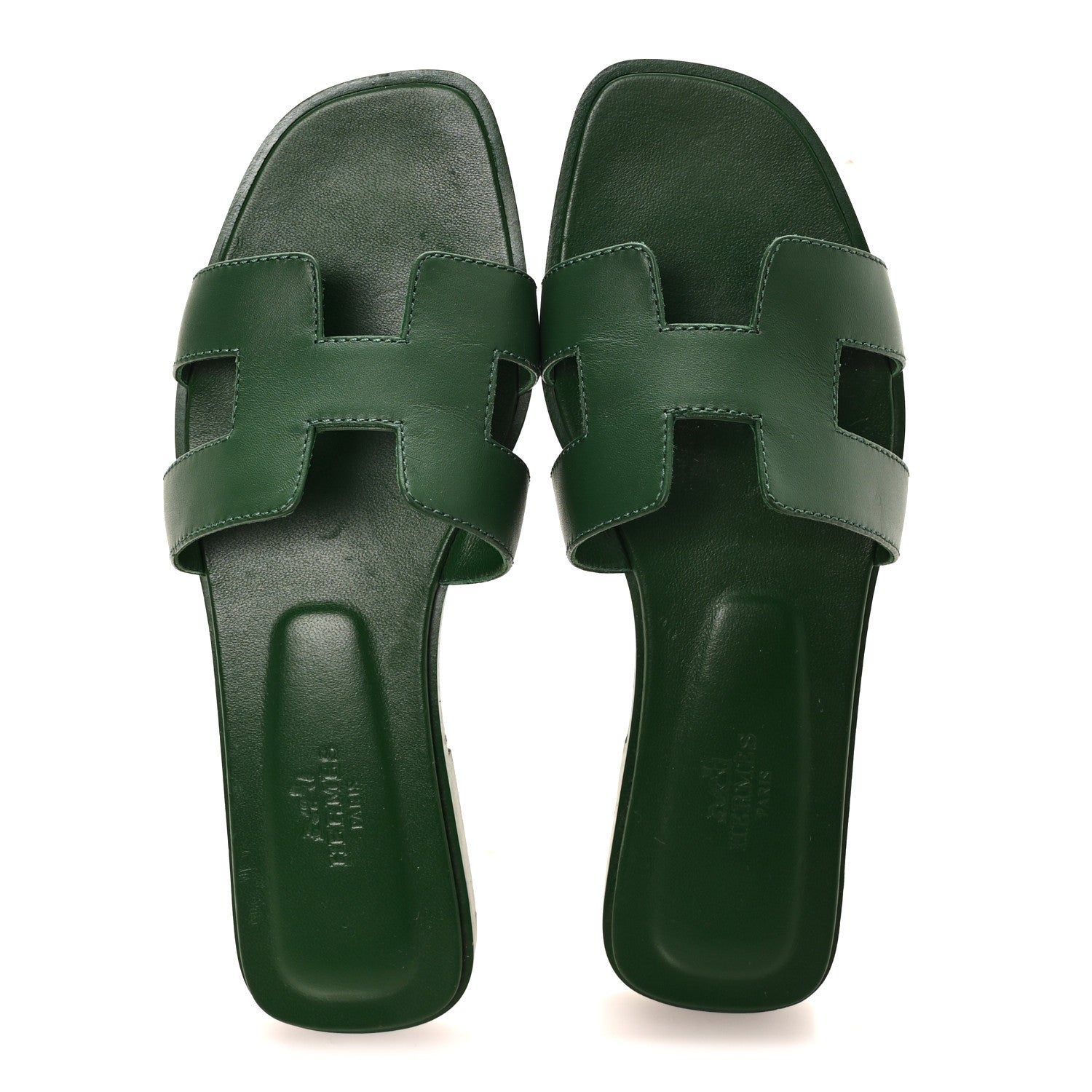 Hermes Calfskin Oran Sandals 36 Vert Viride 2 of 9