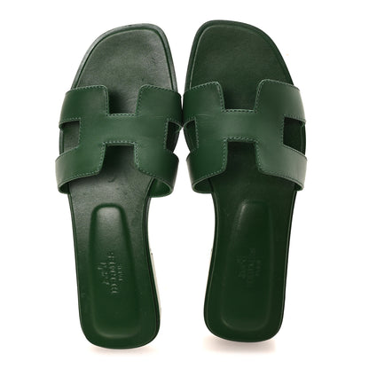 Hermes Calfskin Oran Sandals 36 Vert Viride 2 of 9