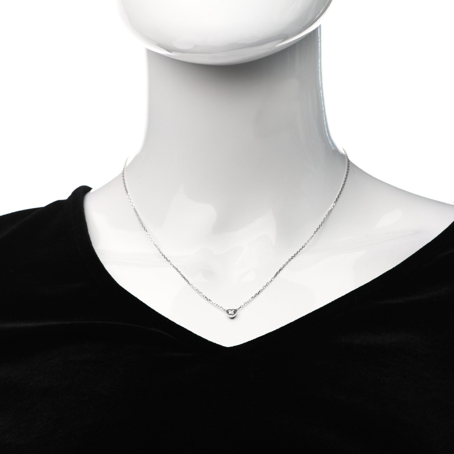 Cartier 18K White Gold Diamond D'Amour Heart Pendant Necklace 2 of 5