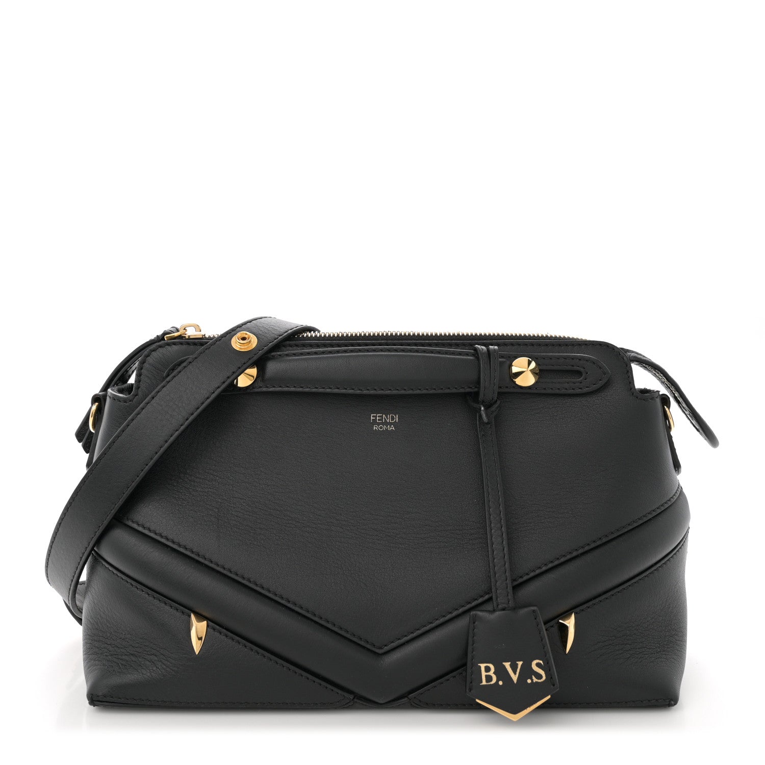 Fendi Vitello Dolce Monster Eyes Embossed Medium By The Way Boston Bag Black 1 of 14