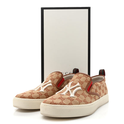 Gucci X MLB GG Monogram NY Yankees Embroidered Mens Slip On Sneakers 9 Beige Ruggine Rust 11 of 11