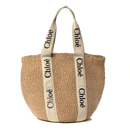 Chloe Raffia Woody Tote White 1 of 14