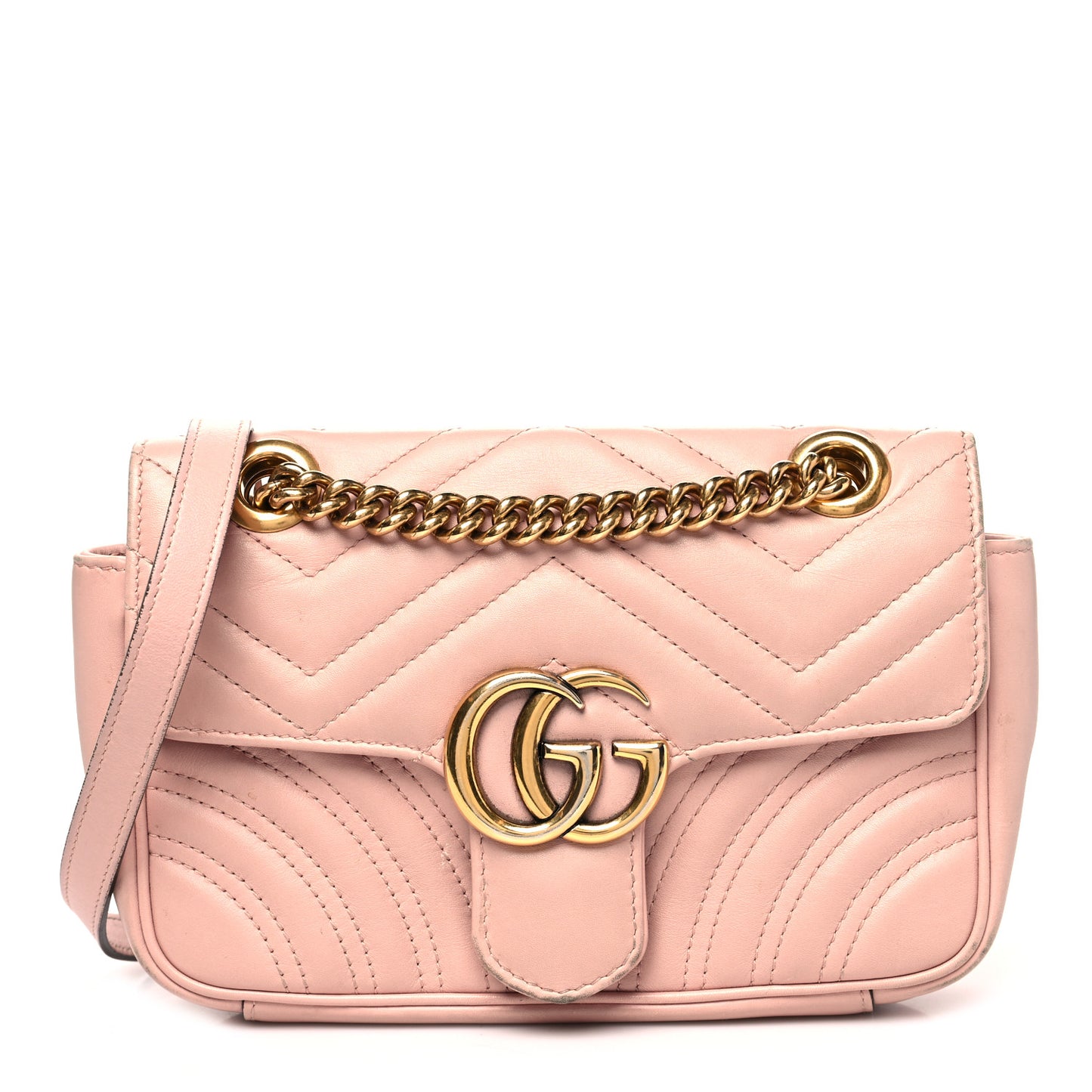 Calfskin Matelasse Mini GG Marmont Shoulder Bag Perfect Pink