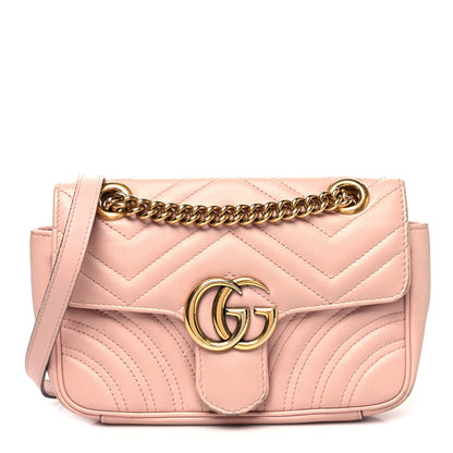 Gucci Calfskin Matelasse Mini GG Marmont Shoulder Bag Perfect Pink 1 of 12