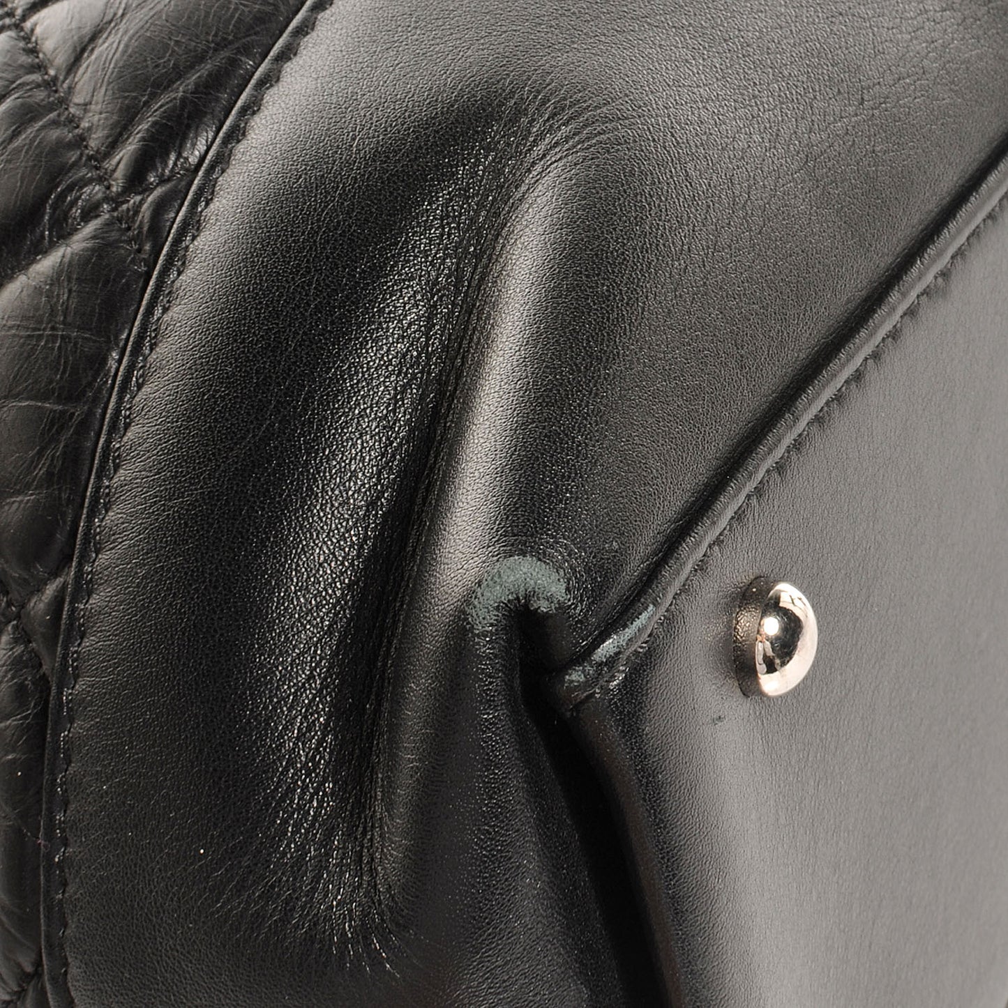 Aged Calfskin Quilted Be CC Tote Black