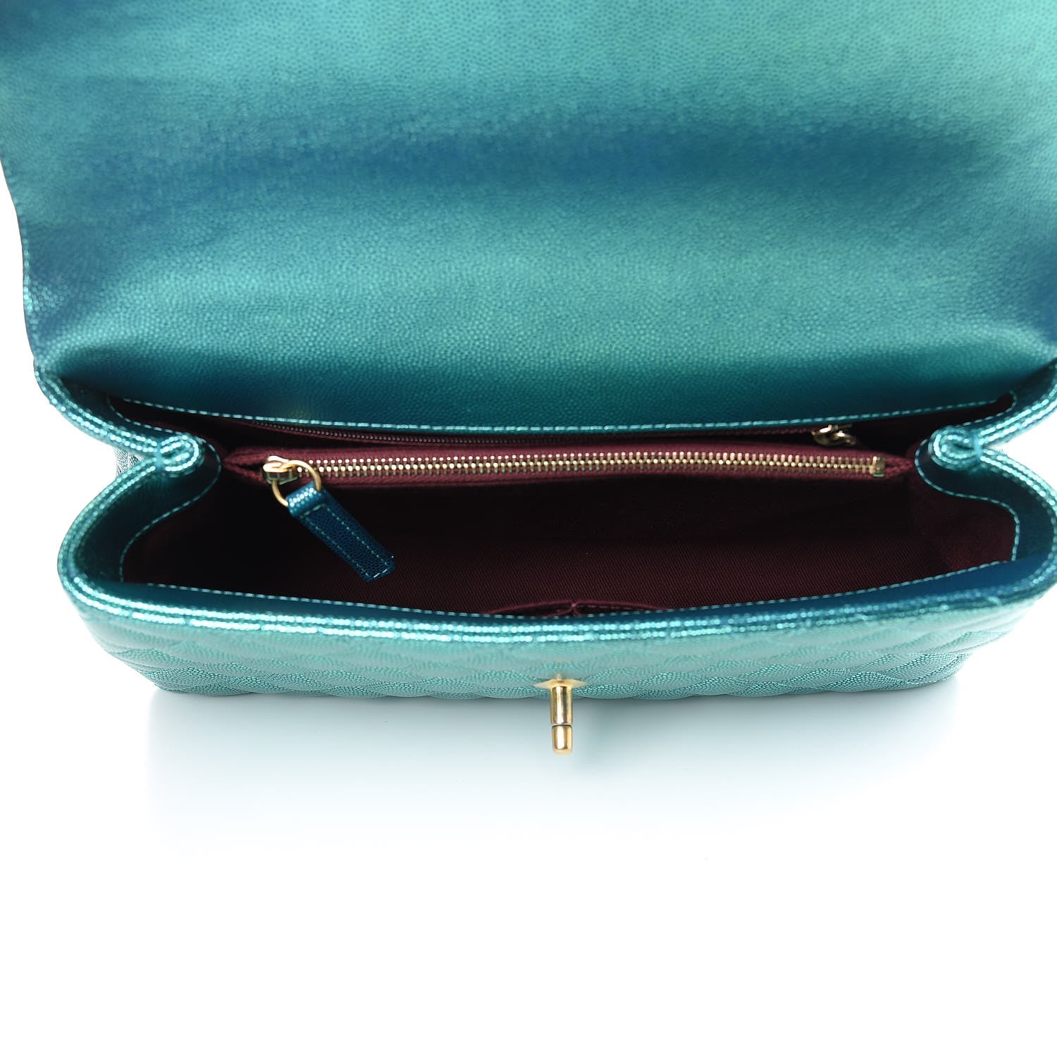 Chanel Metallic Caviar Quilted Small Coco Handle Flap Blue 5 of 10