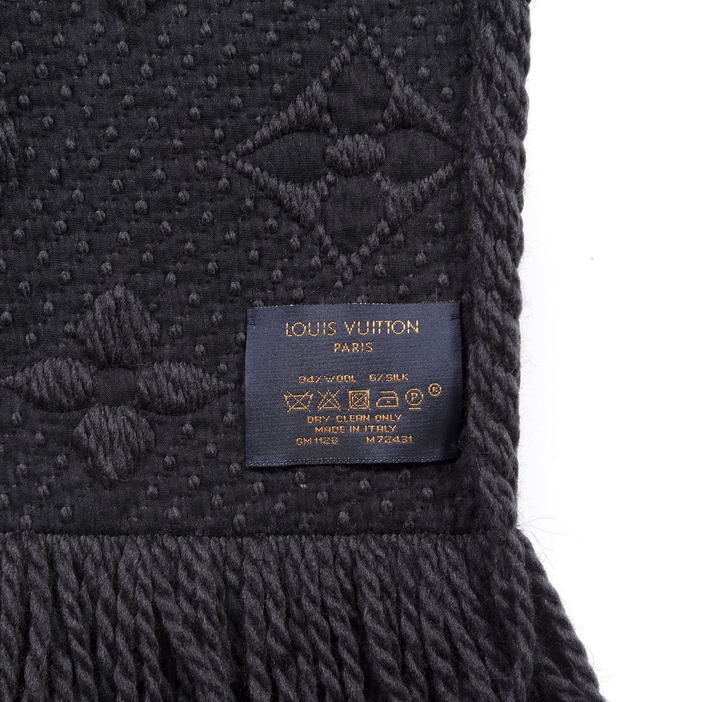 Wool Silk Logomania Scarf Charcoal Grey