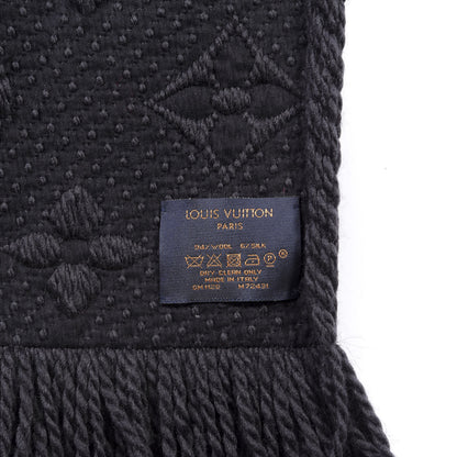 Louis Vuitton Wool Silk Logomania Scarf Charcoal Grey 3 of 3