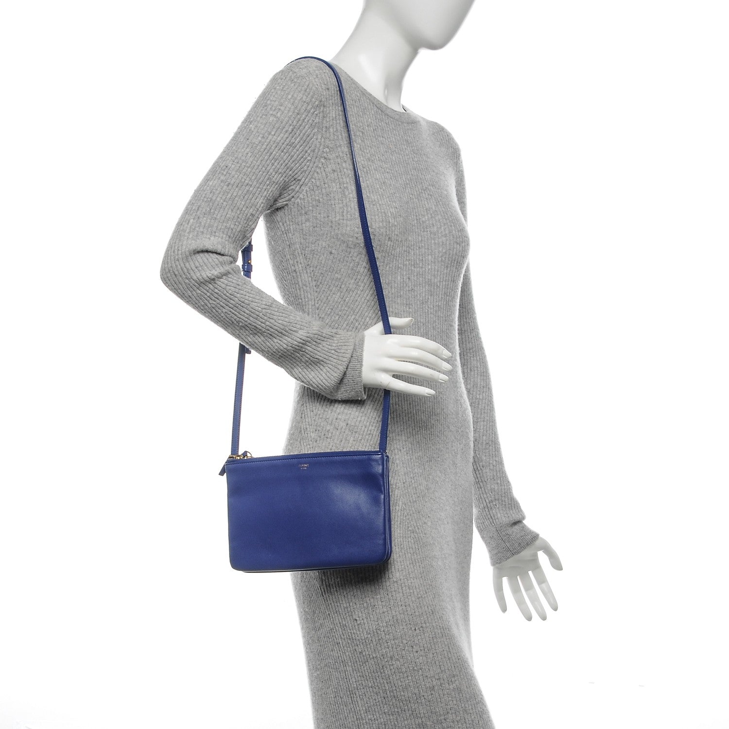Celine Lambskin Small Trio Crossbody Bag Indigo 2 of 7