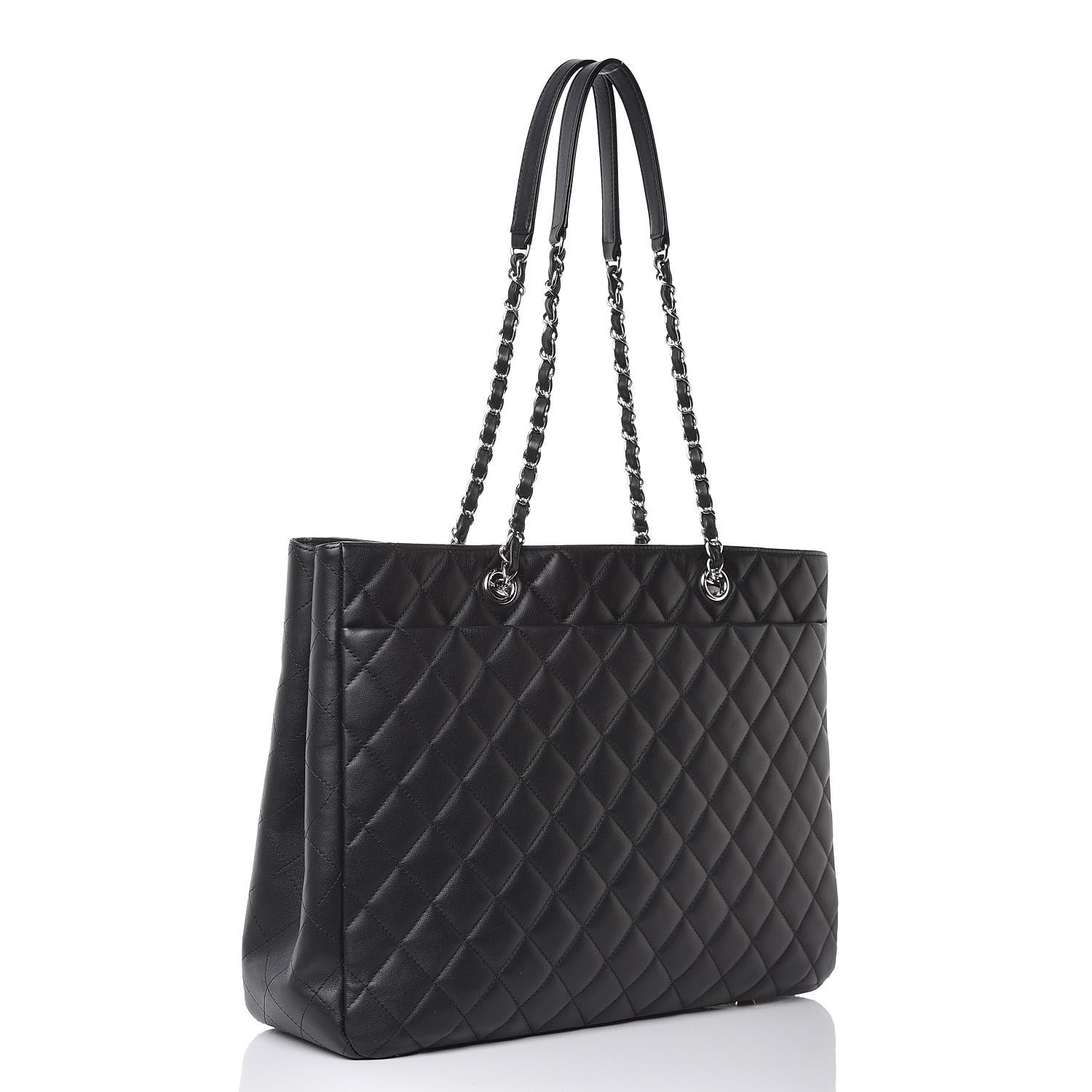 Chanel Calfskin Quilted Large CC Shopping Tote Black 3 of 8