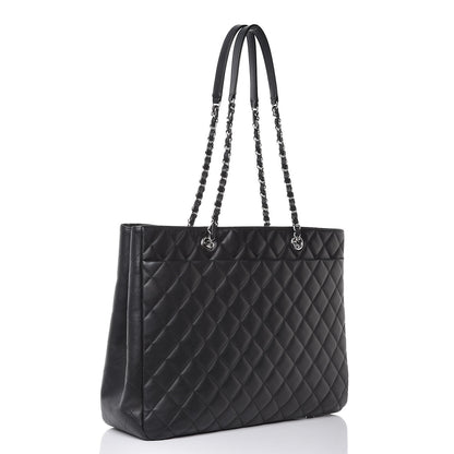Chanel Calfskin Quilted Large CC Shopping Tote Black 3 of 8