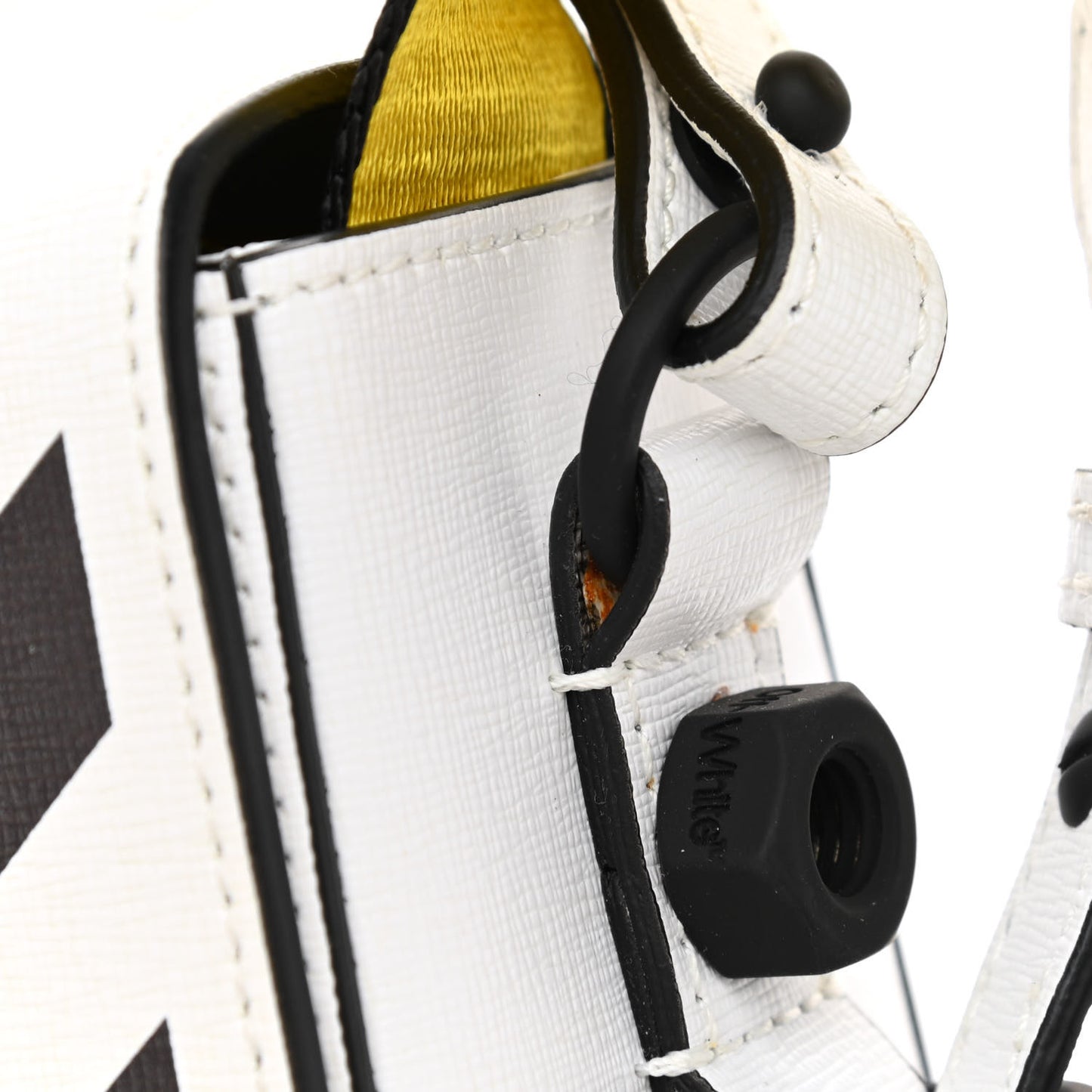 Saffiano Striped Diag Binder Flap Bag White Black