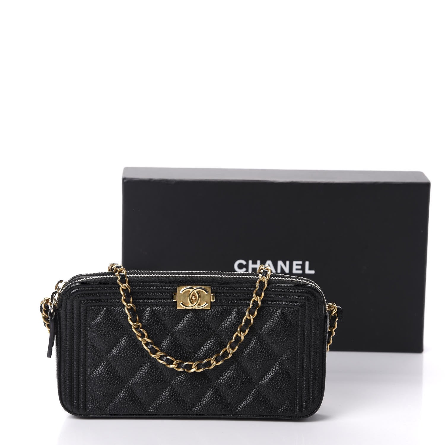 Chanel Caviar Quilted Small Boy Clutch With Chain Black 11 of 11