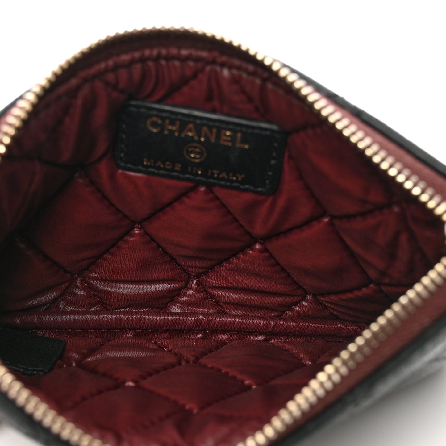 Lambskin Quilted Small Cosmetic Case Black