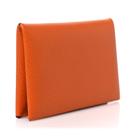Hermes Epsom Calvi Card Case Orange 3 of 6