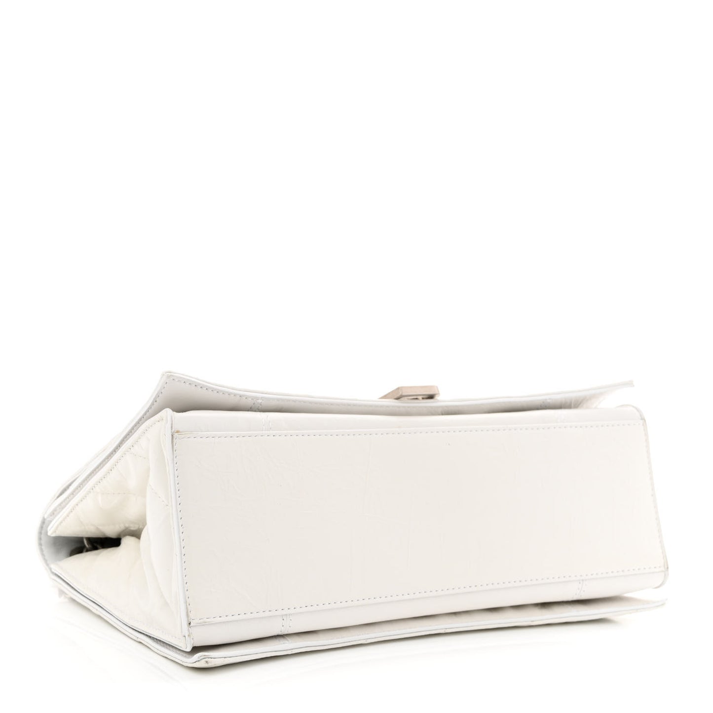 Crushed Calfskin Quilted Medium Crush Chain Bag Optic White