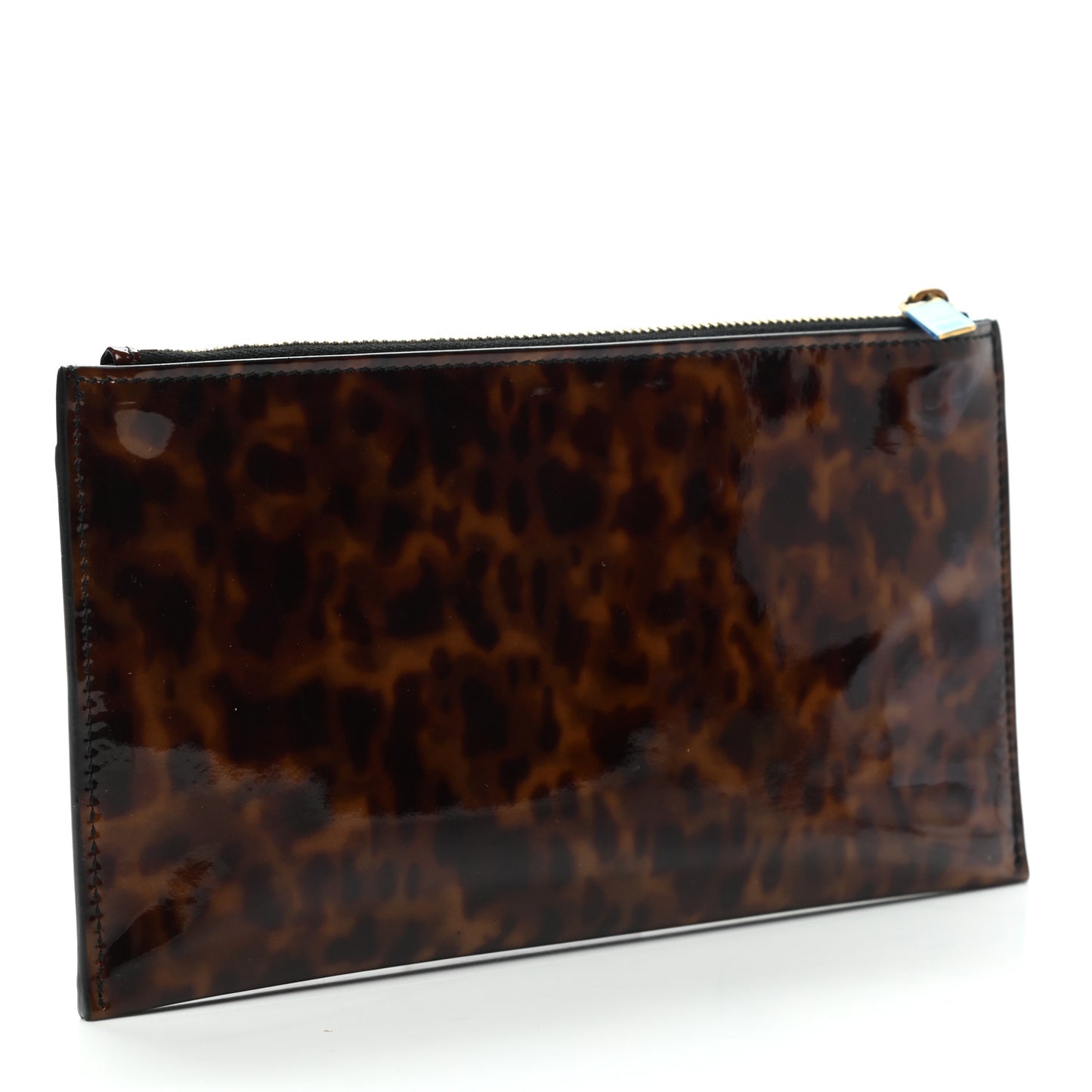 Patent Tartarugato Monogram Bill Pouch Tortoise Brown