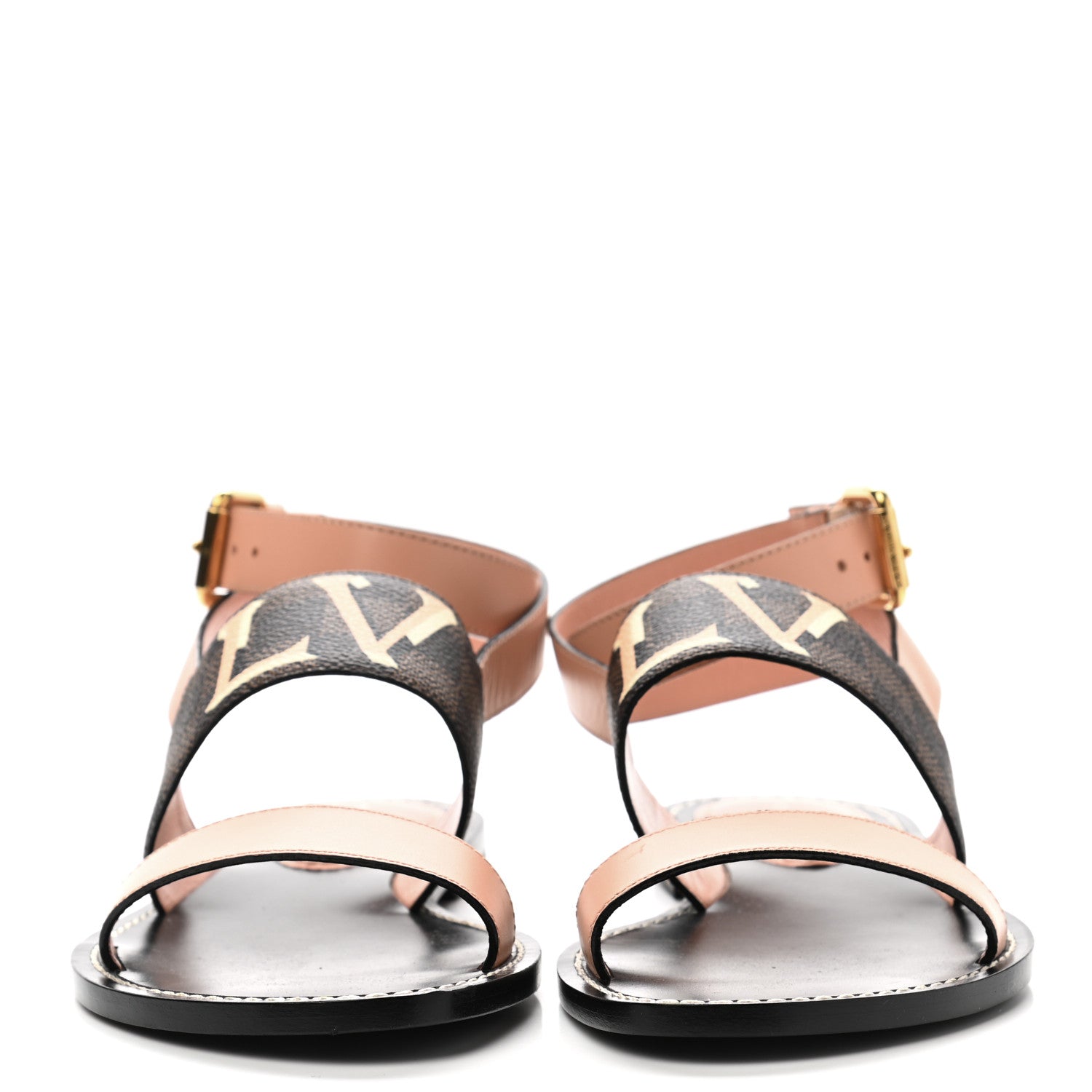 Louis Vuitton Calfskin Damier Ebene Passenger Flat Sandals 37 Venus Pink 2 of 9