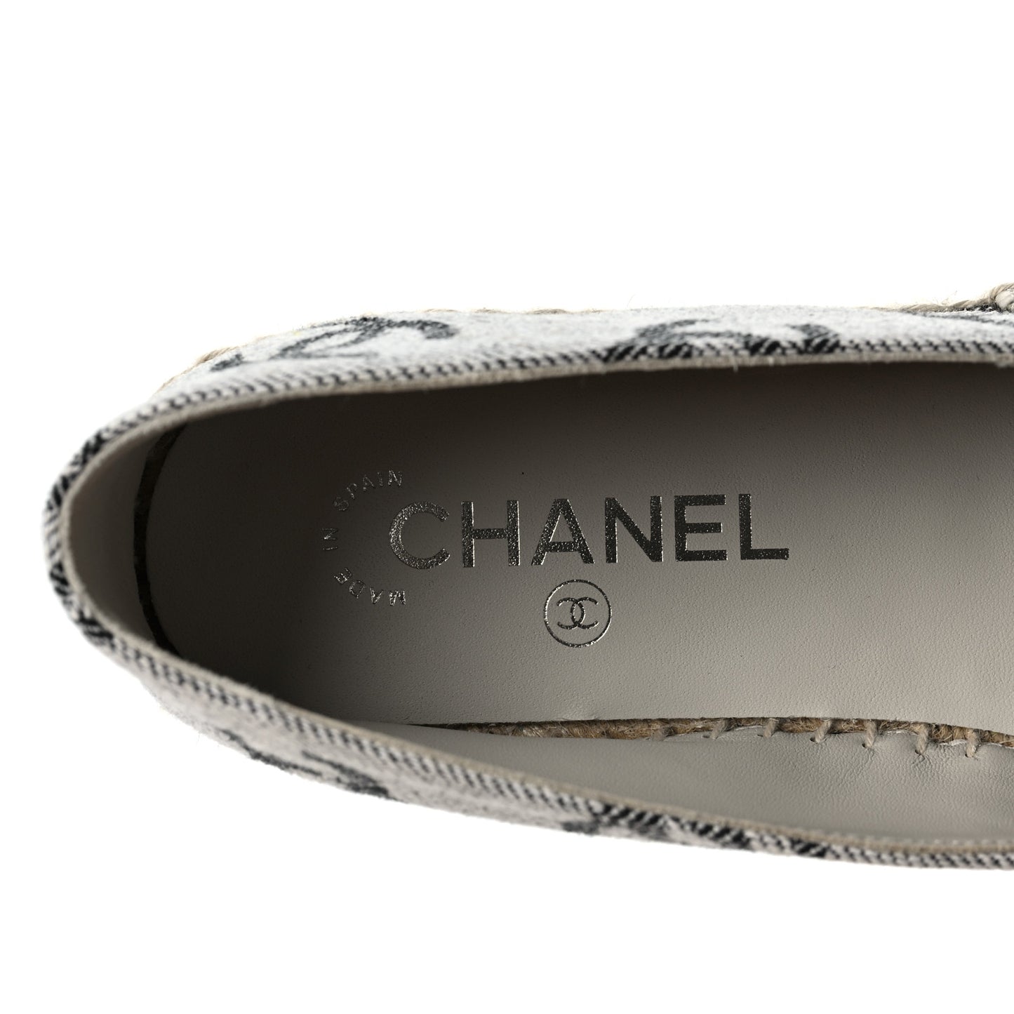 Cotton Jacquard Grosgrain CC Print Espadrilles 40 Grey Black