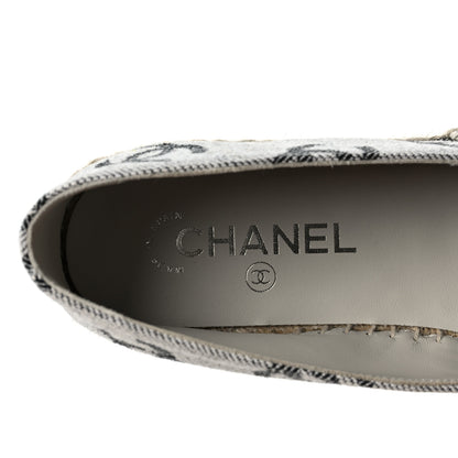 Chanel Cotton Jacquard Grosgrain CC Print Espadrilles 40 Grey Black 8 of 9