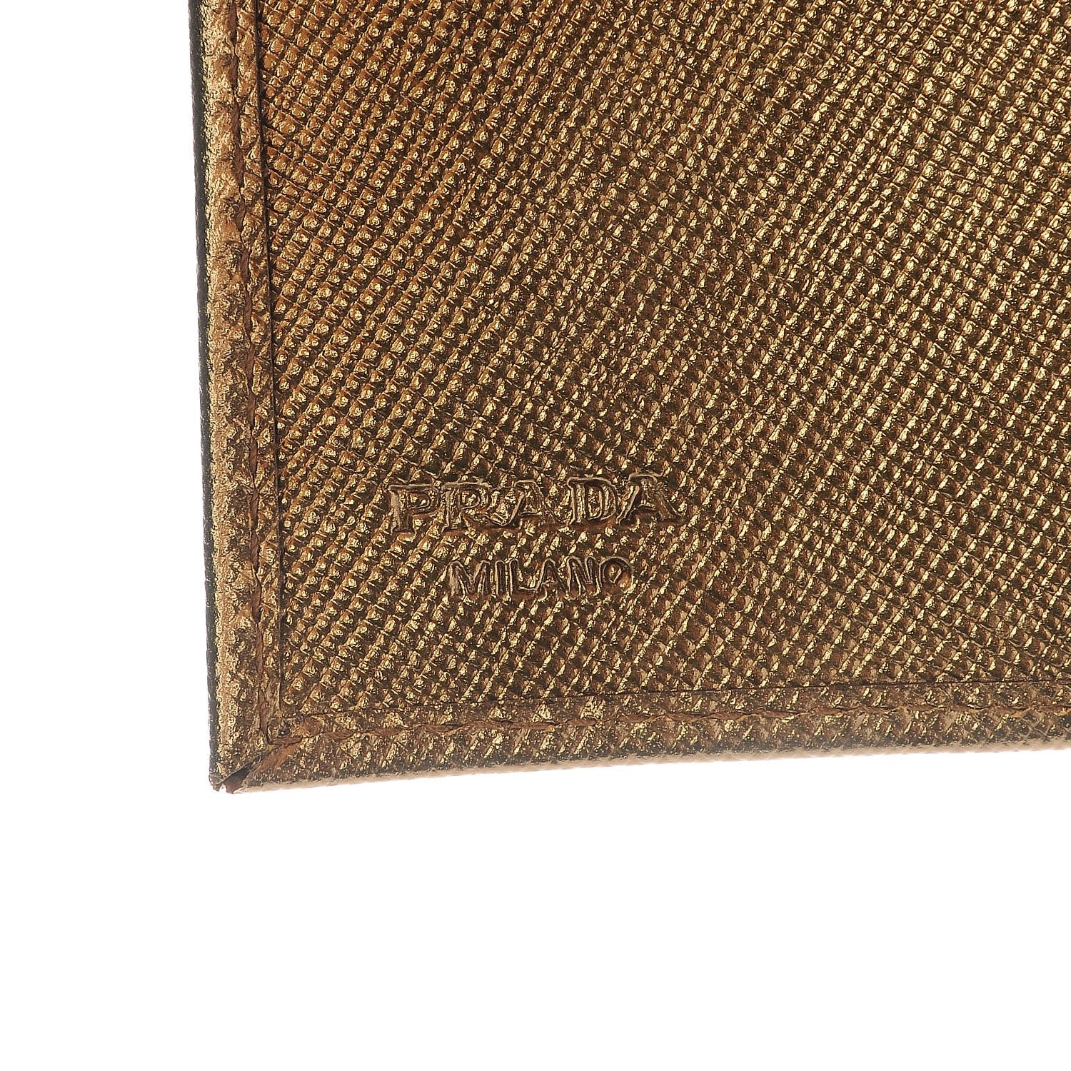 Prada Saffiano French Flap Compact Wallet Bronzo 6 of 7